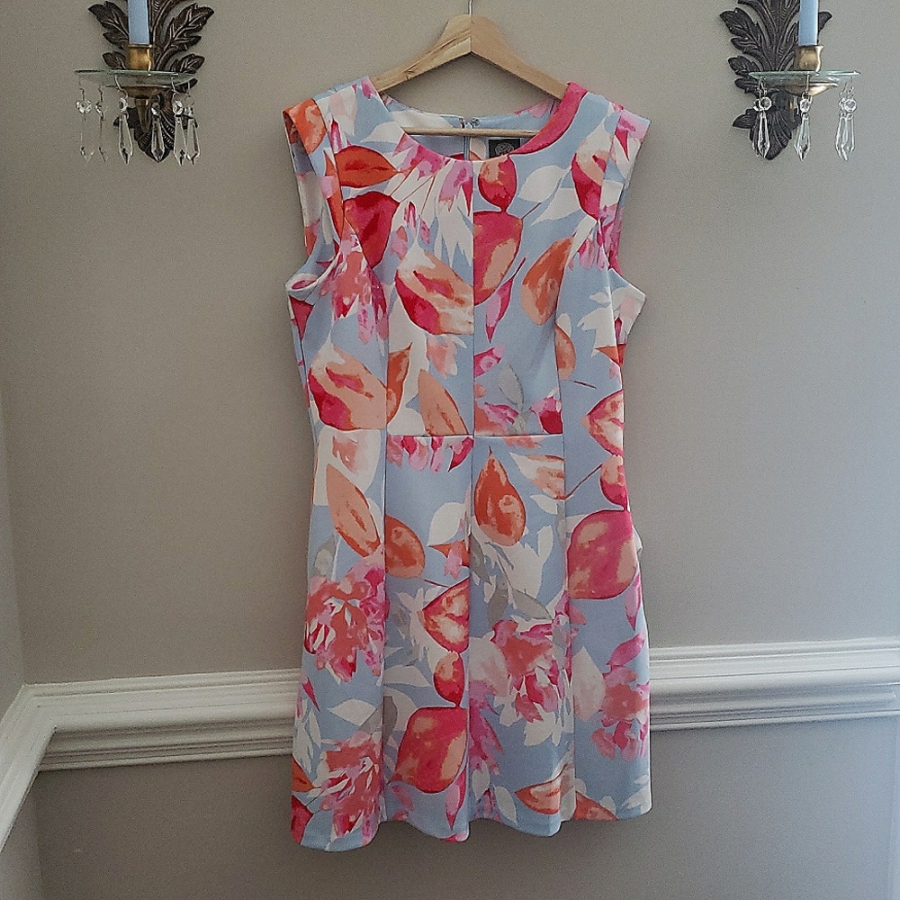 Vince Camuto Orange and Pink Floral Dress
